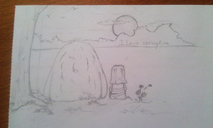 Pencil sketch for the "Springtime" illustration
